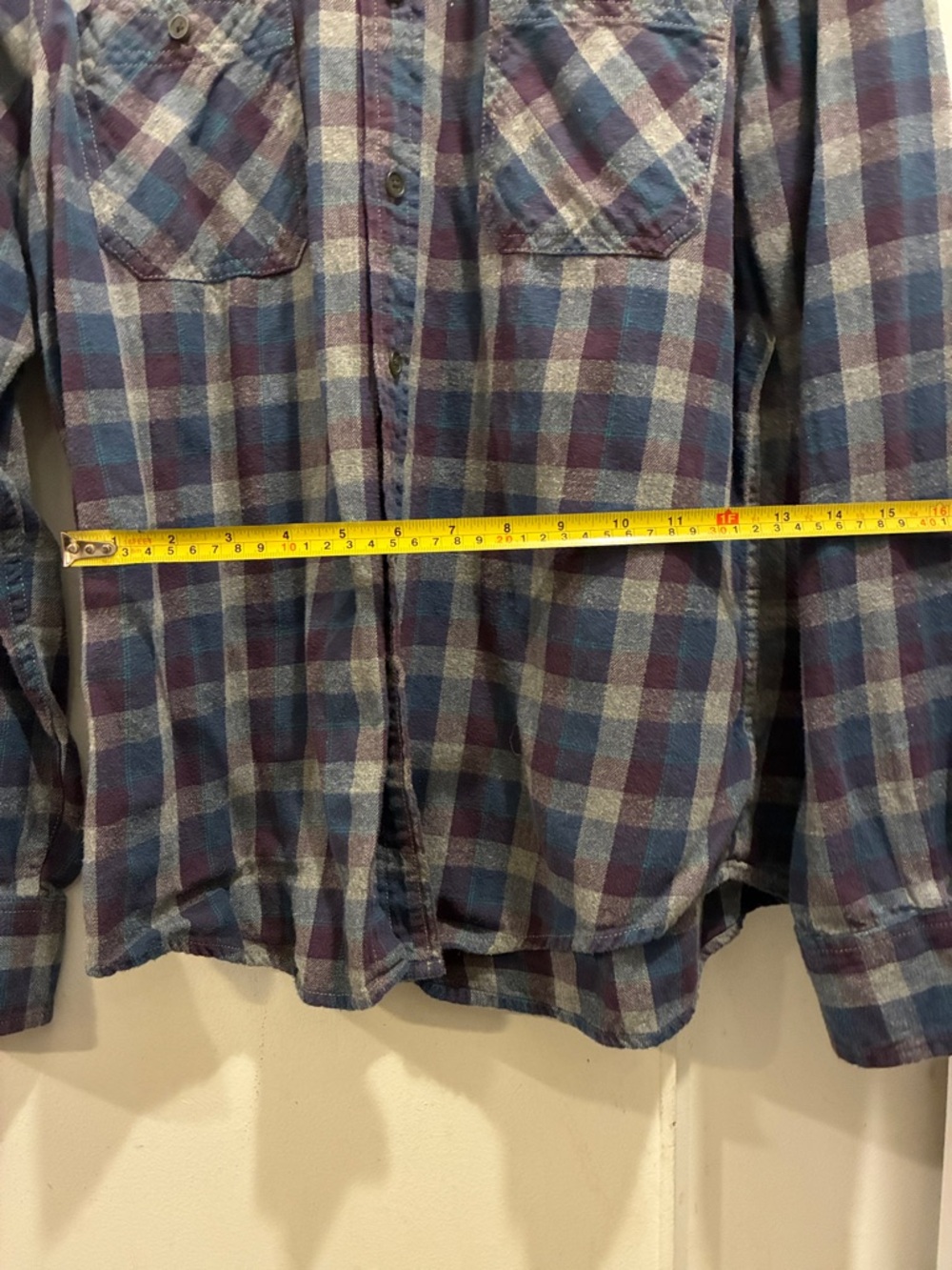 Arizona Jean Company Blue and Navy Plaid Button-Down Shirt - Picture 6 of 7